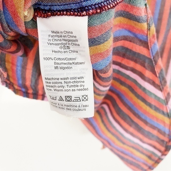 Madewell XS Courier Button Down Shirt Rainbow Stripe Back Buttons Oversized‎ - Picture 9 of 11